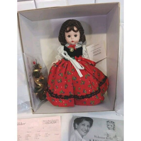Madame Alexandera 'Deck The Halls' 8 In Doll Red Velvet Dress 2003 New In Box - Picture 10 of 15